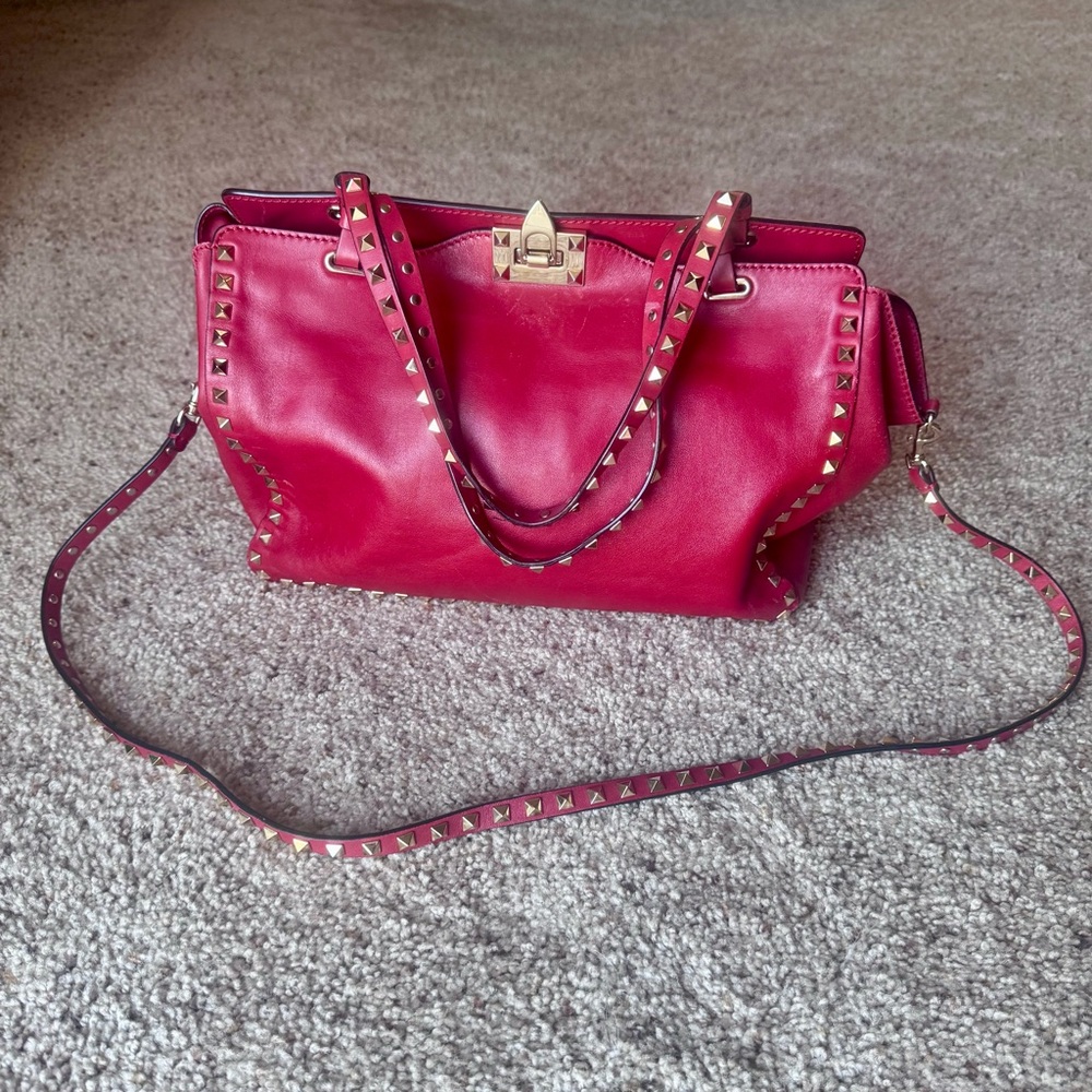 Valentino Rockstud 2WAY Tote - Red
